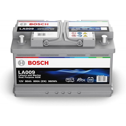 Μπαταρία BOSCH AGM Marine & Leizure Dual Purpose LA009 80Ah 800A EN 960 Wh