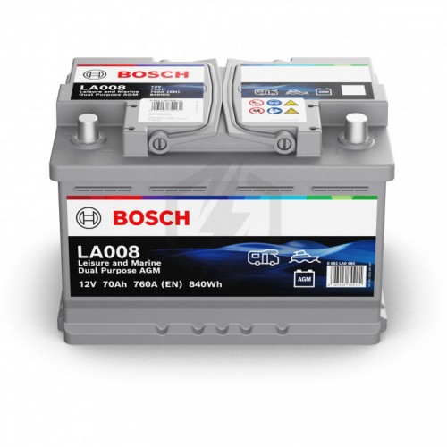 Μπαταρία BOSCH AGM Marine & Leizure Dual Purpose LA008 70Ah 760A EN 840 Wh